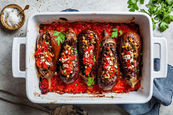 Middle Eastern Meat Stuffed Eggplant