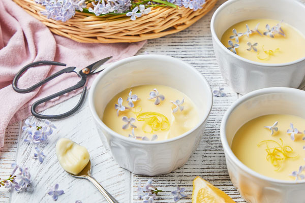 Creamy Lemon Possets Infused With Lilac