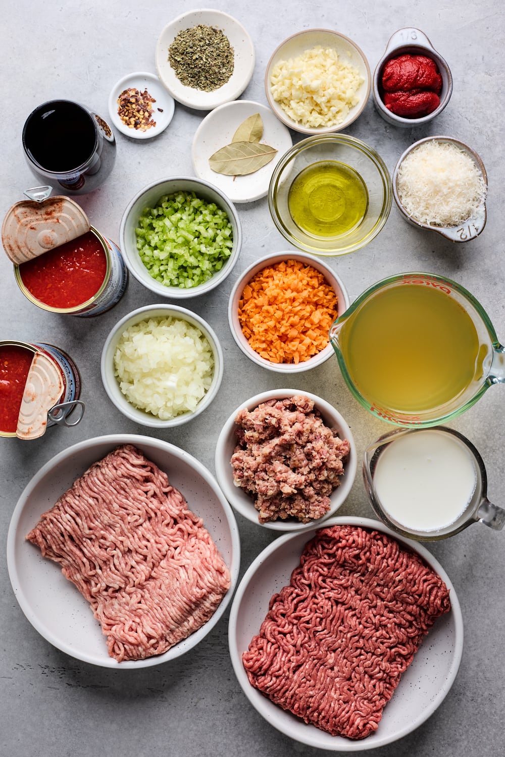 Classic Italian Style Bolognese Ingredients