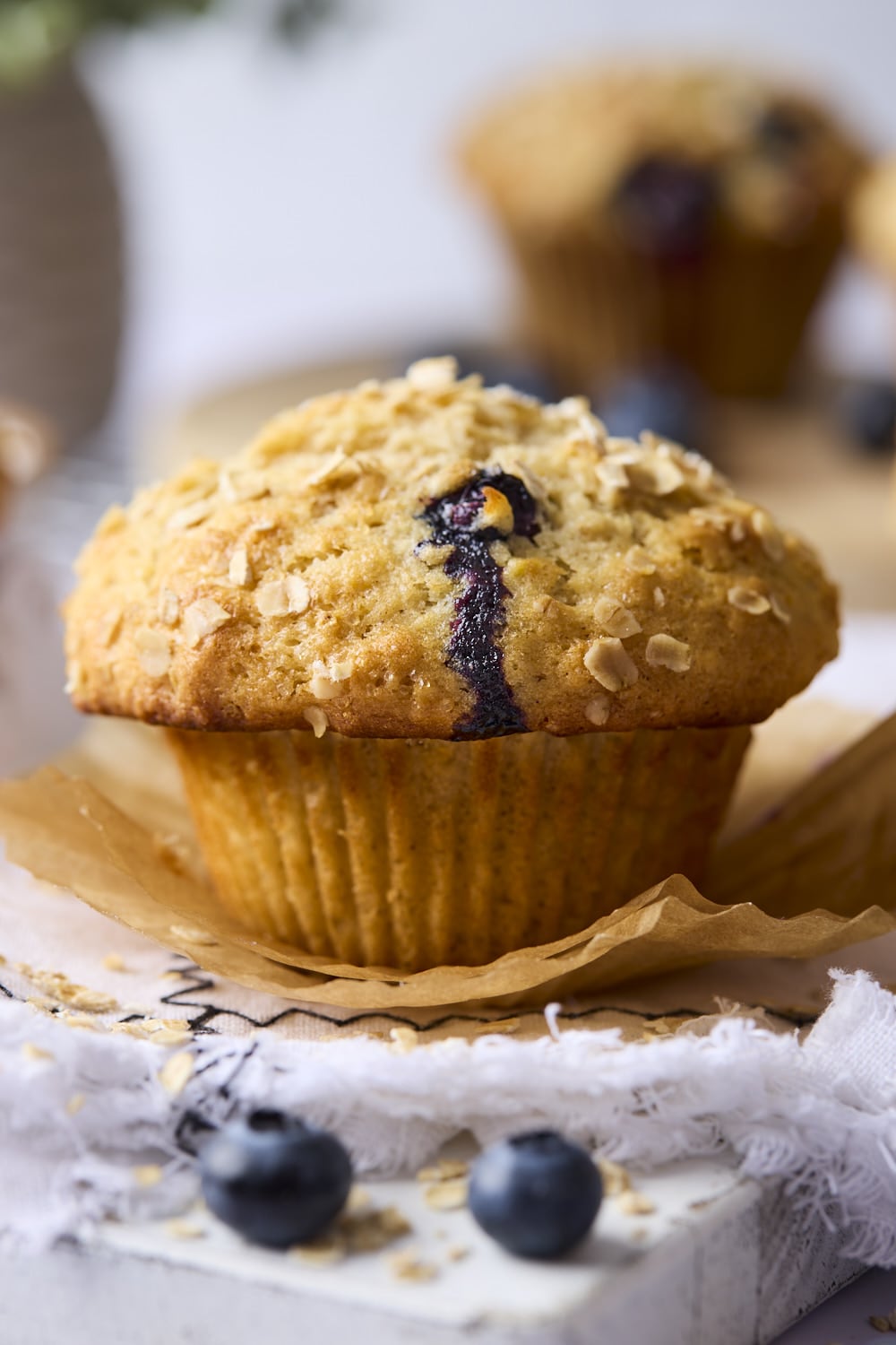 Bakery Style Blueberry Oat Muffins