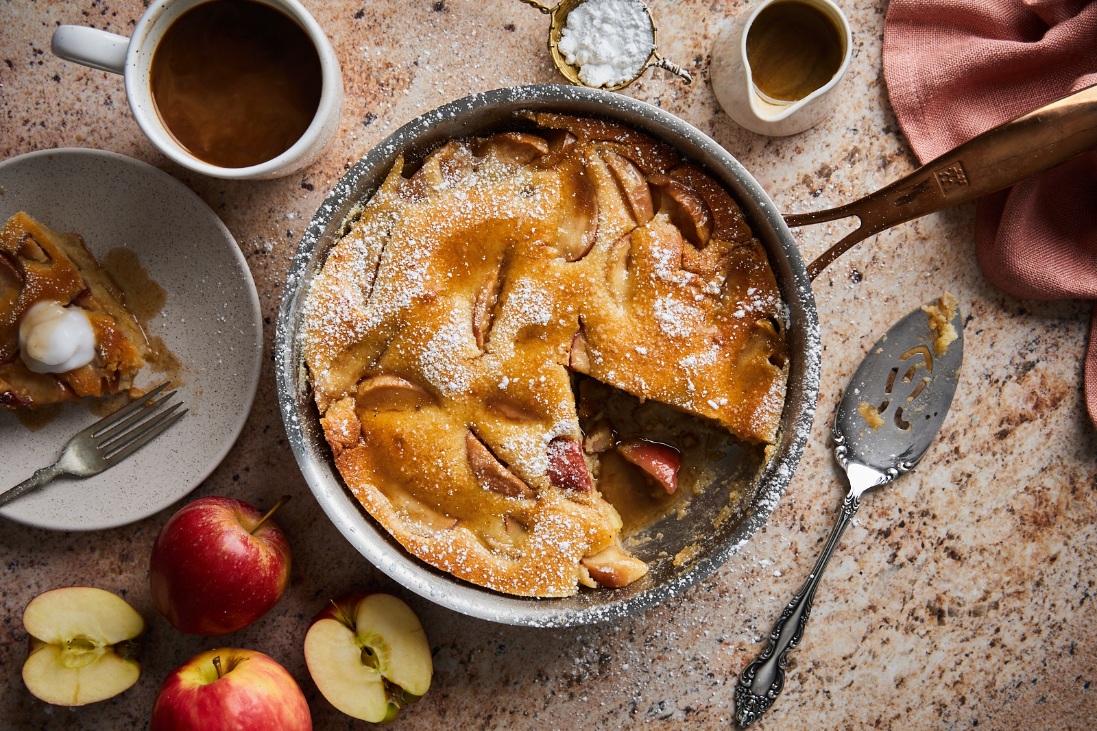 Apple Clafoutis With Caramel Sauce