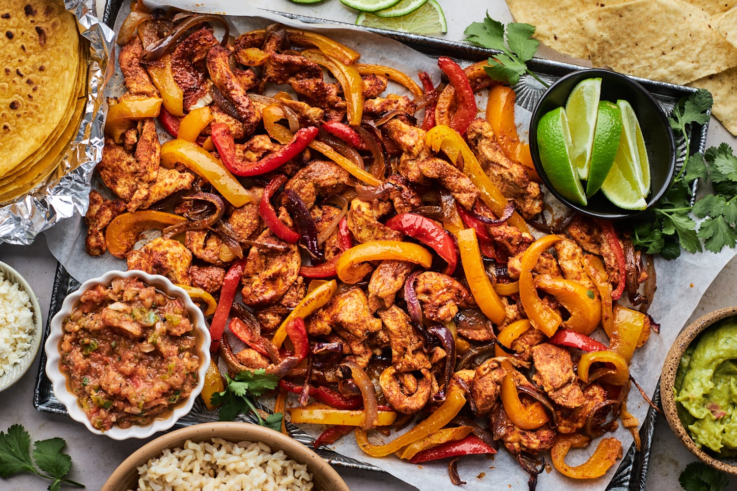 Sheetpan Fajitas With Homemade Salsa