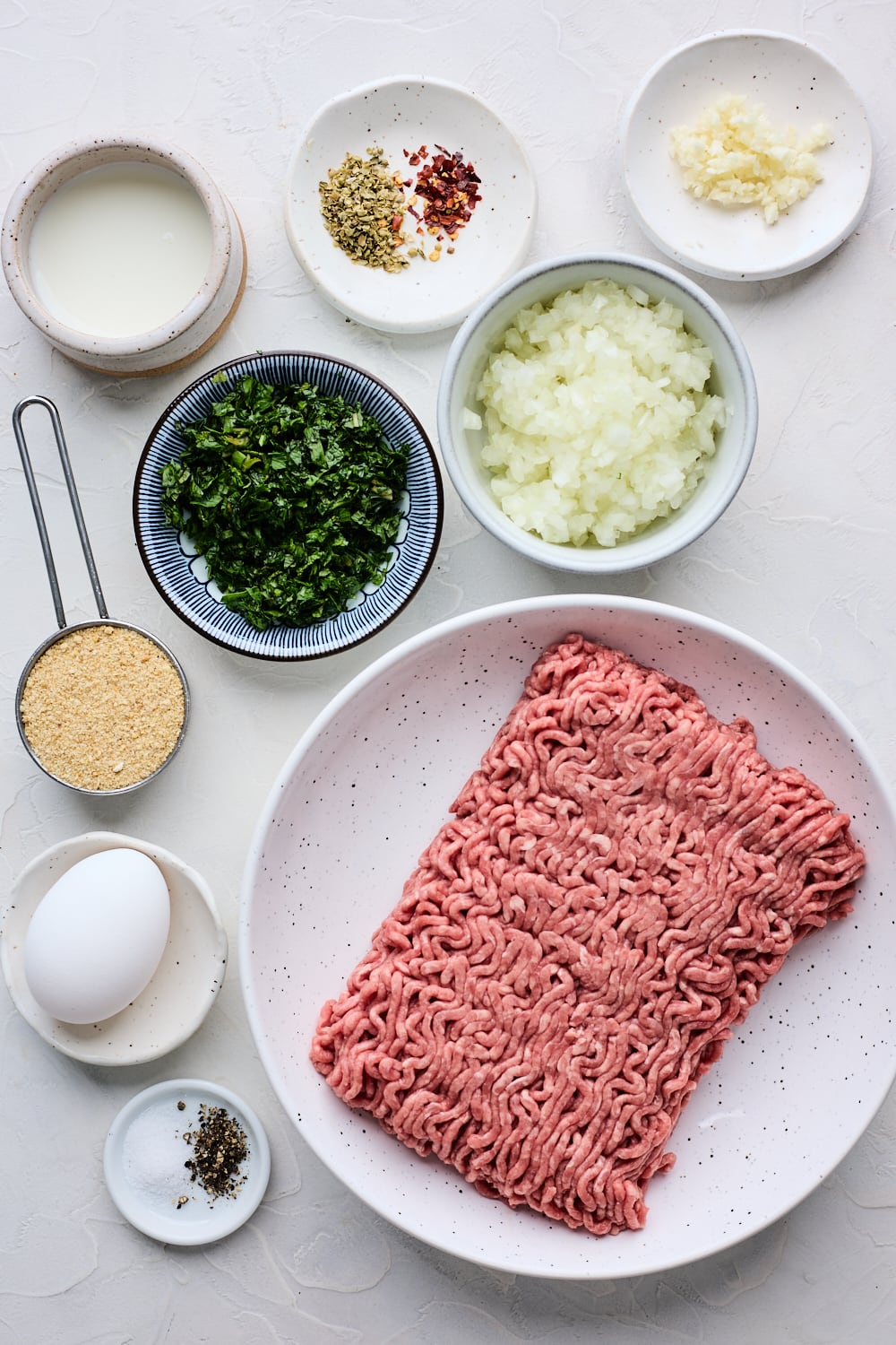 Greek Meatballs Ingredients on a table