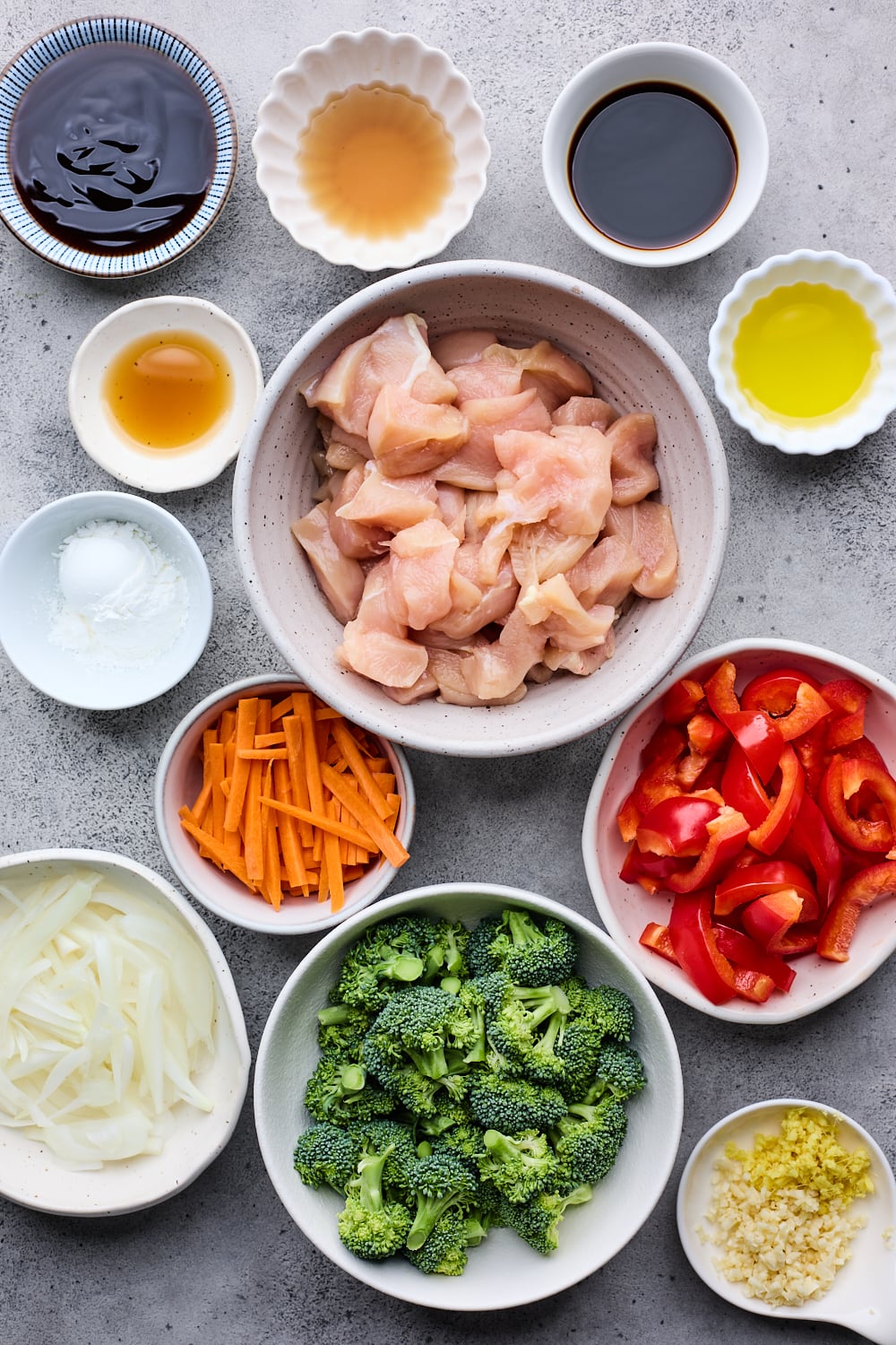 Chicken Stir Fry Ingredients On A Counter