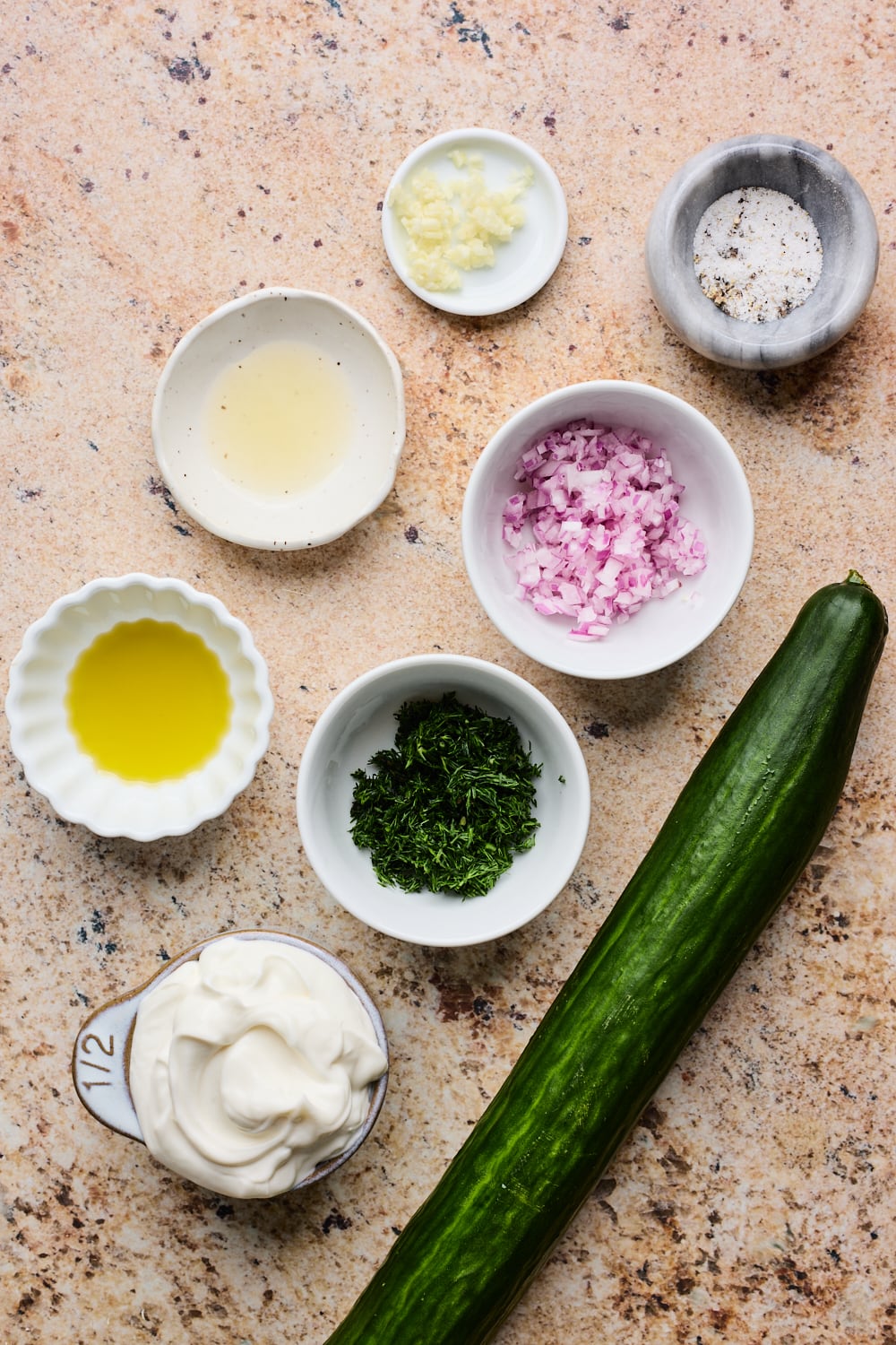 Creamy Cucumber Salad Ingredients