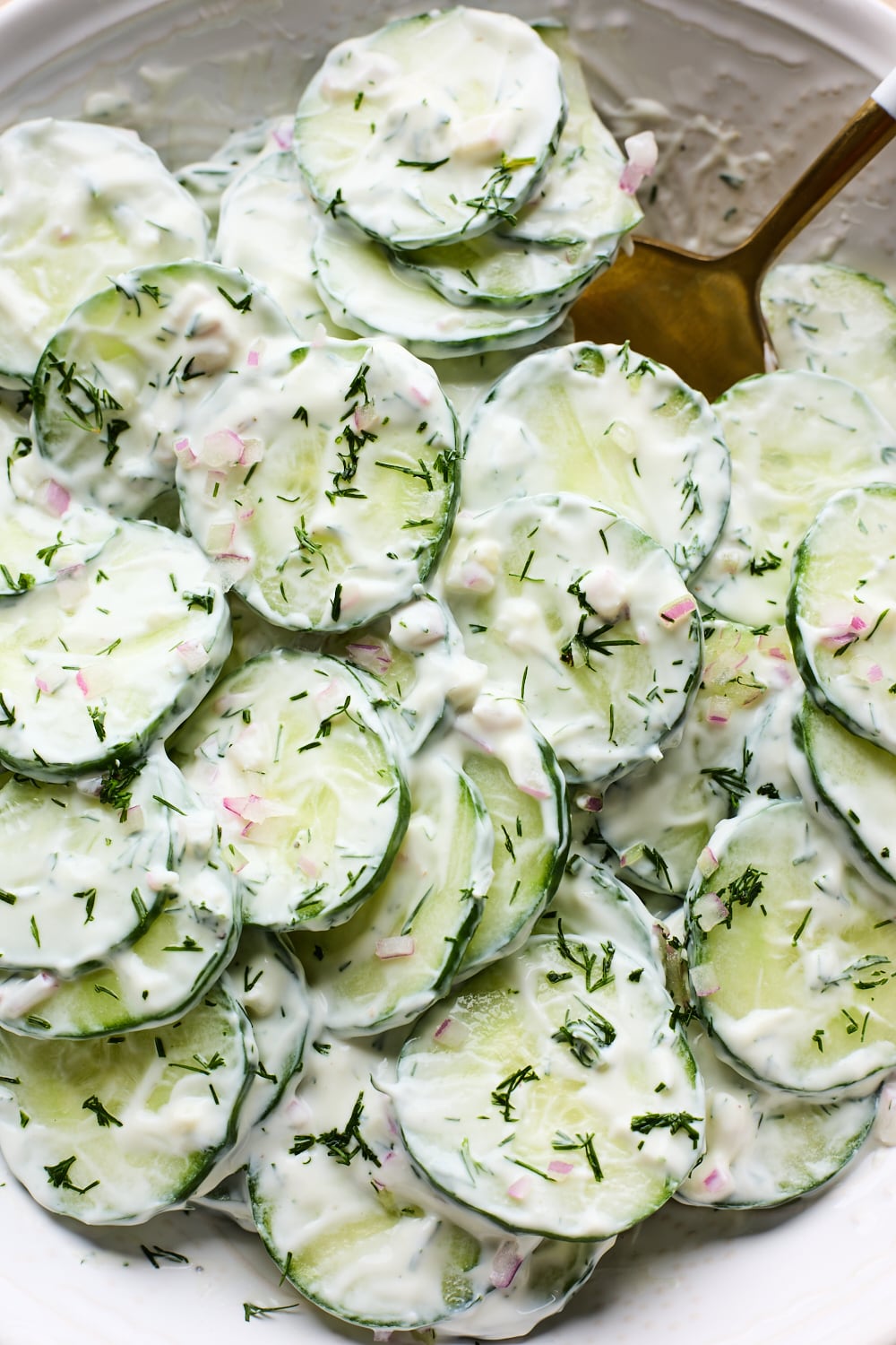 Creamy Cucumber Salad In A Bowl