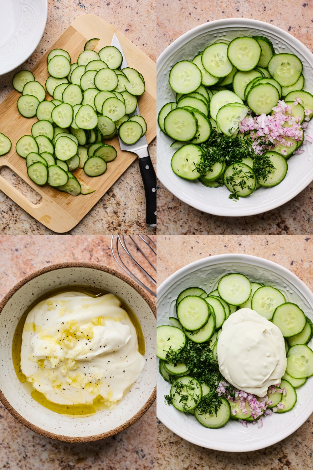 Creamy Cucumber Salad Steps