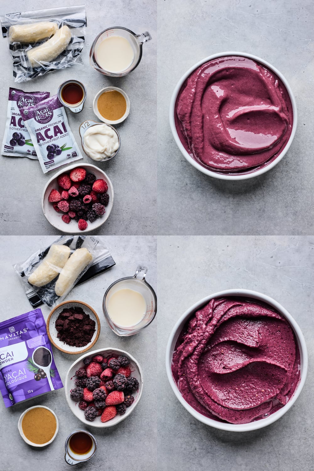 Acai Smoothie Bowl Variations in Acai mix