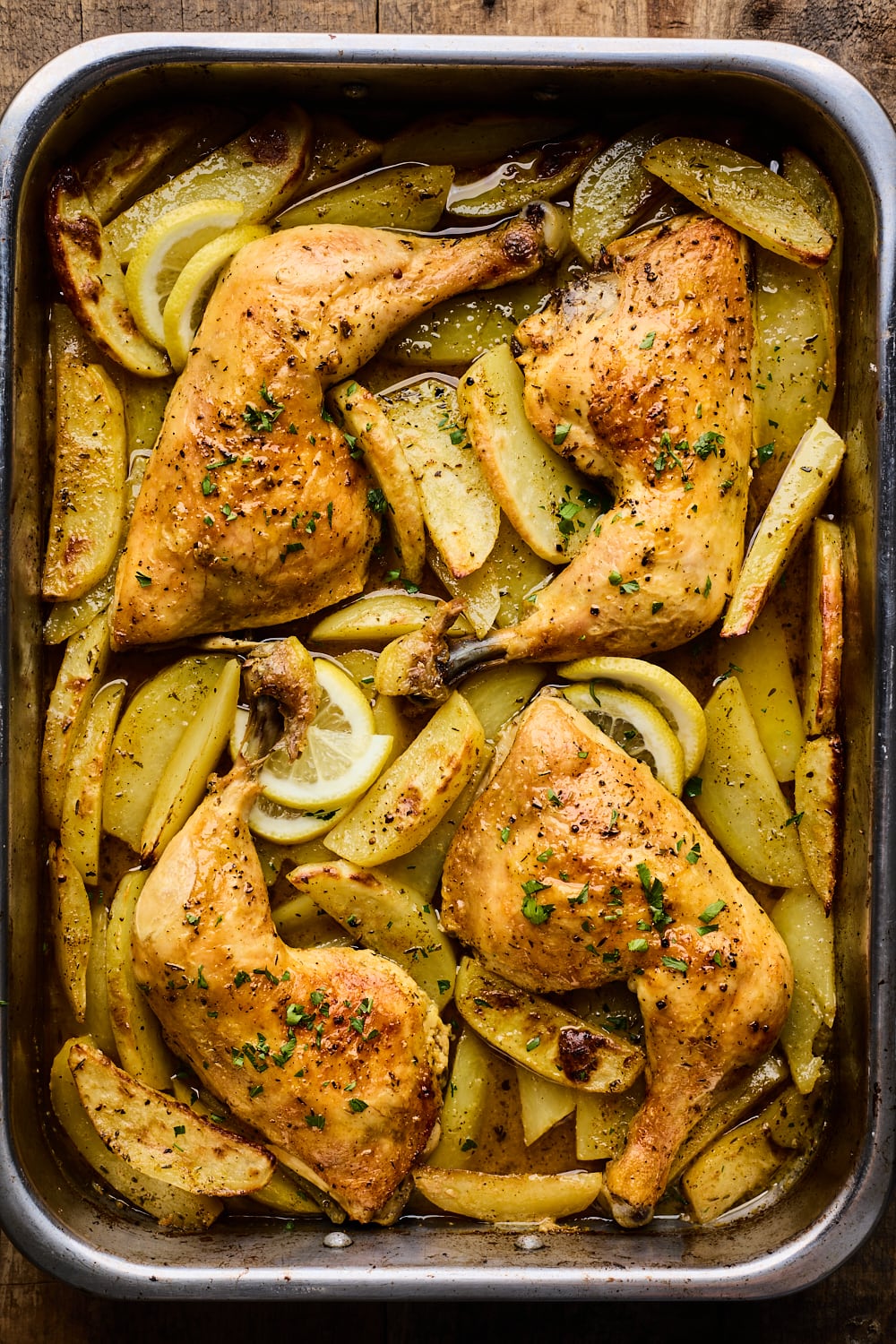 One Pan Greek Lemon Chicken and Potatoes Cooked