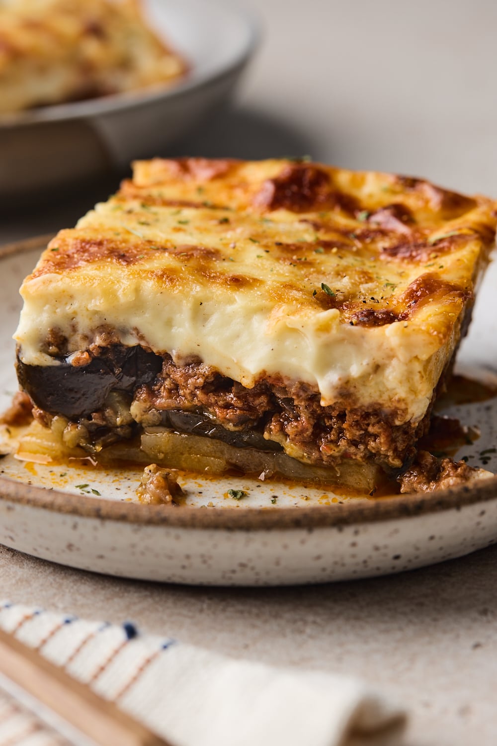 Greek Moussaka Slice On A Plate