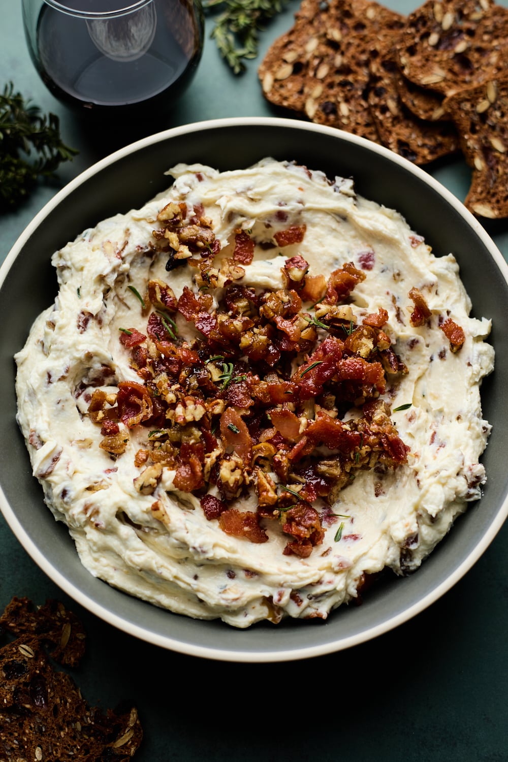 Creamy Bacon Date Goat Cheese Dip