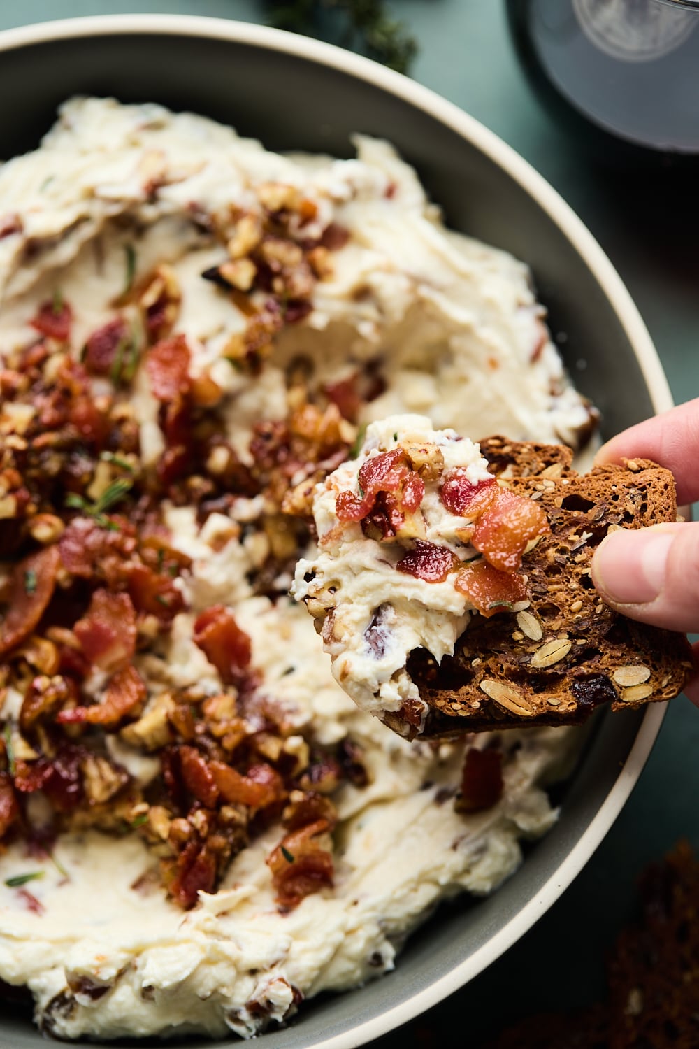 Creamy Bacon Date Goat Cheese Dip