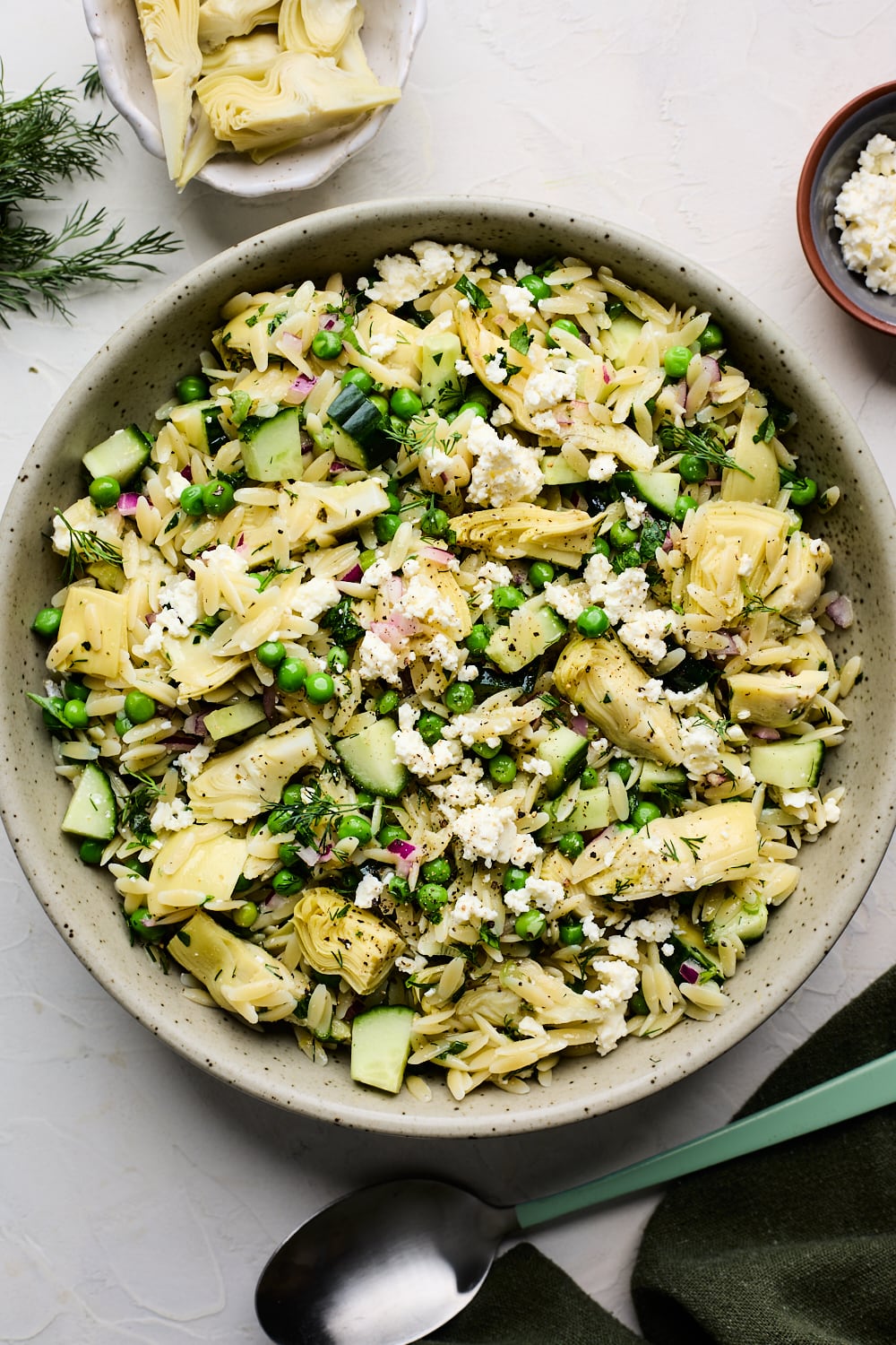 Greek Artichoke Orzo Pasta Salad