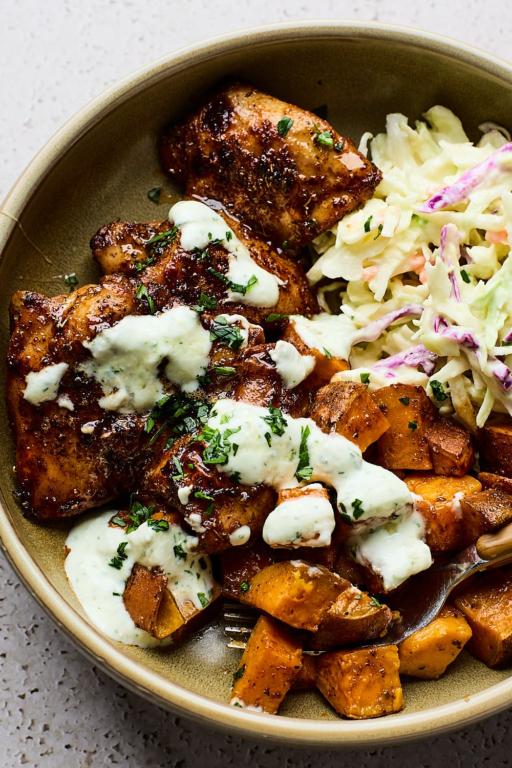 Sheetpan Hot Honey Sweet Potato Bowls