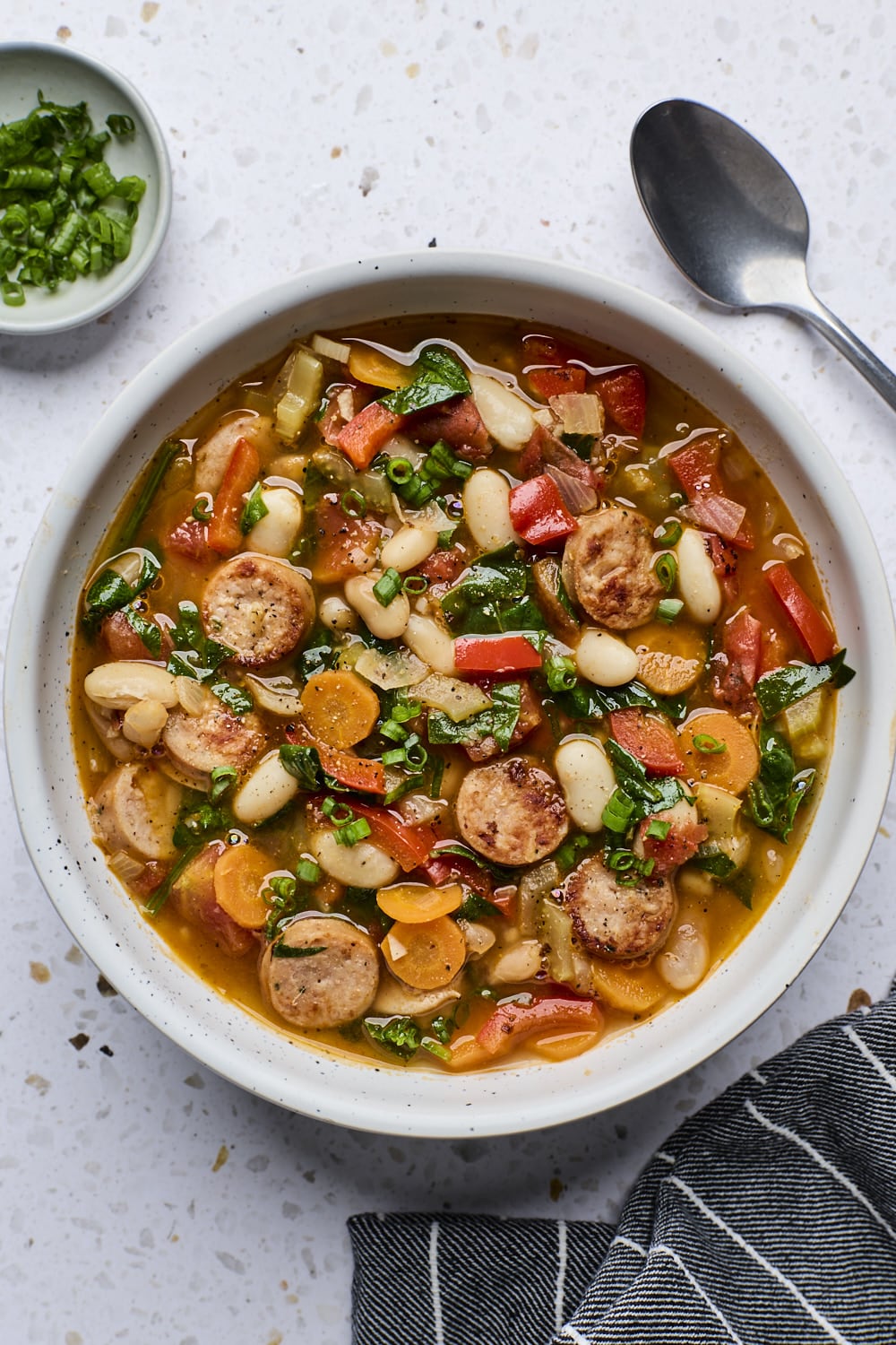 Cajun Style Chicken Sausage White Bean Soup